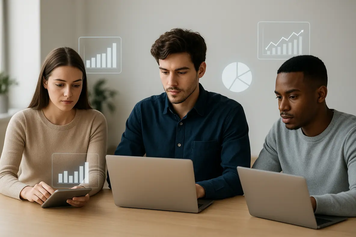 Jovens empreendedores trabalhando em negócios lucrativos na internet