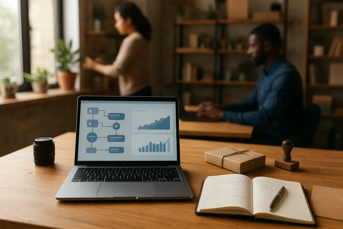 Uma equipe de marketing digital colaborando em um escritório moderno, analisando um painel digital que mostra gráficos crescentes de como aumentar visualizações de página e engajamento do site. - Aplicação Prática
