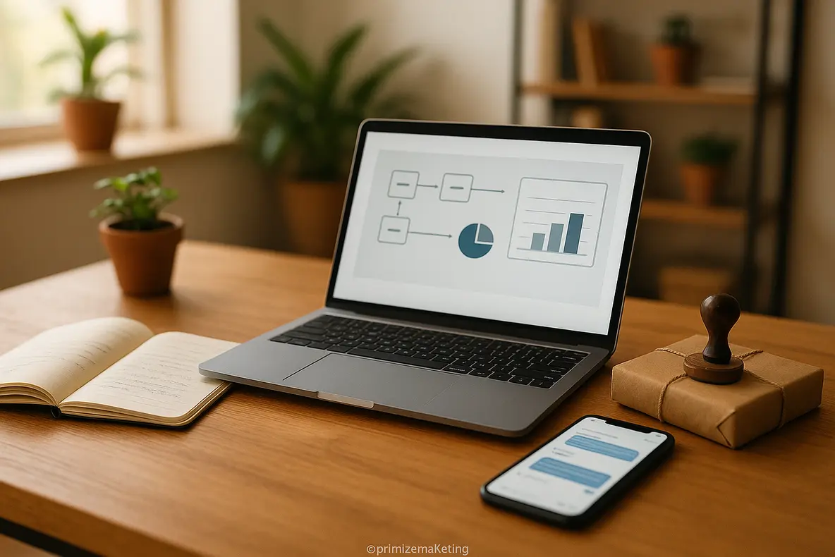 Equipe de pequena empresa usando automação eficaz em vendas para melhorar processos e resultados