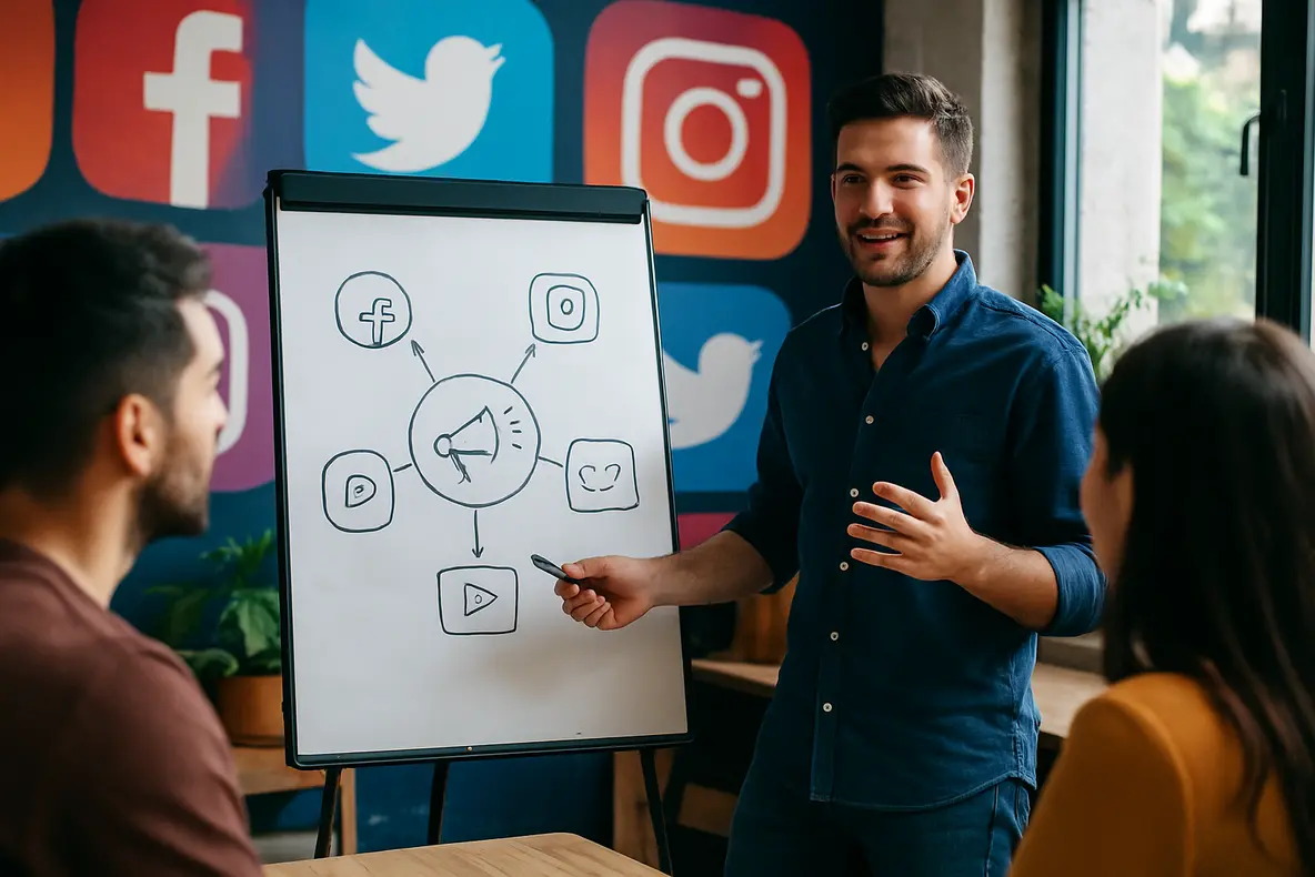 Imagem ilustrativa de um jovem empreendedor aumentando vendas nas redes sociais.