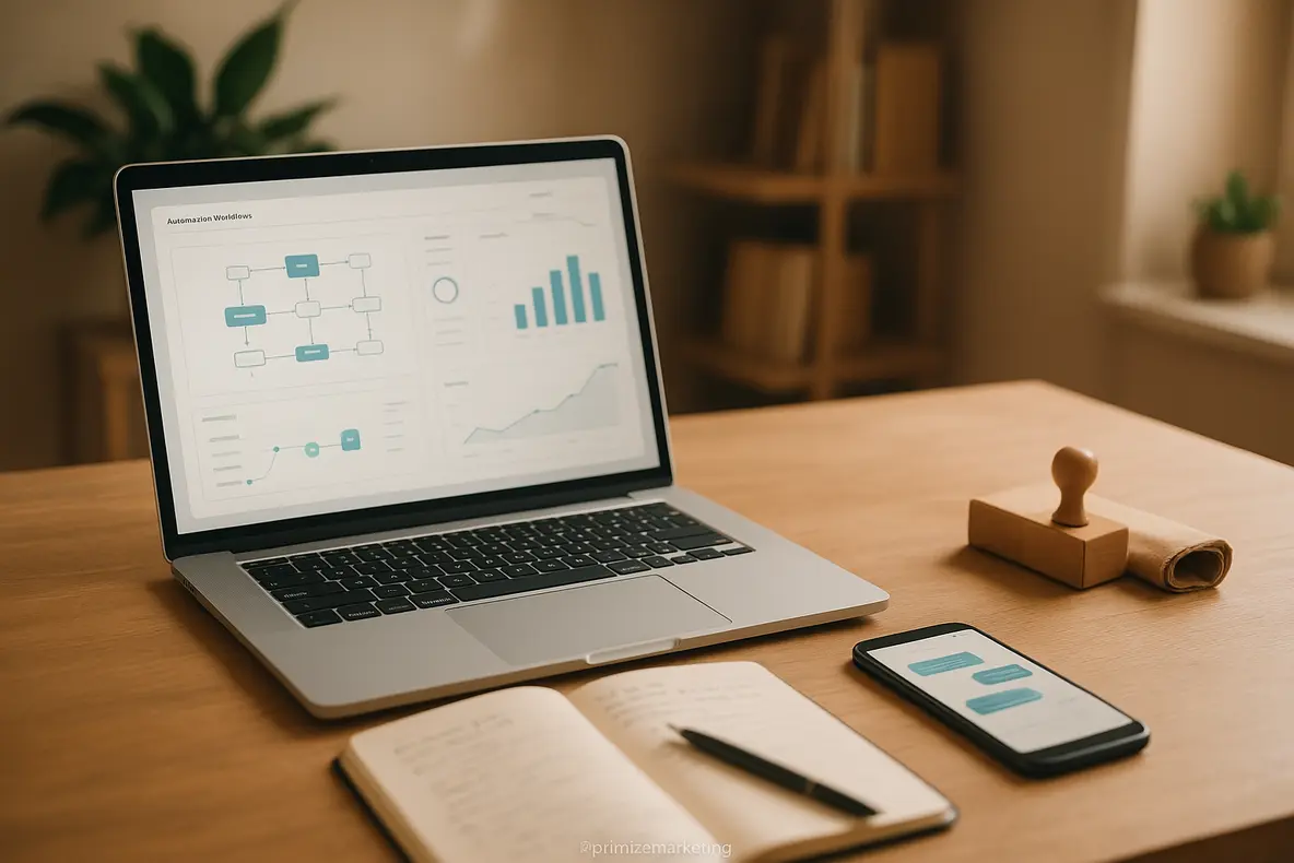 Um grupo de empresários colabora em um painel digital com dados de clientes, simbolizando o impacto do marketing de personalização com IA para pequenas empresas.