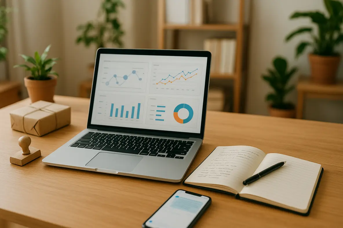 Jovem profissional analisando palavras-chave long tail para Google Ads marketing digital em uma mesa moderna