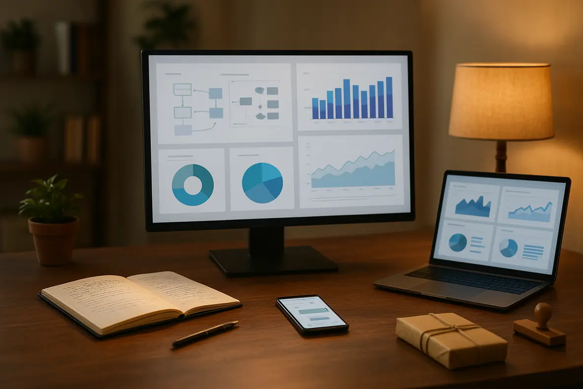Estrategista analisando painel de audiências no escritório para montar públicos personalizados Meta Ads com dados de primeira mão.