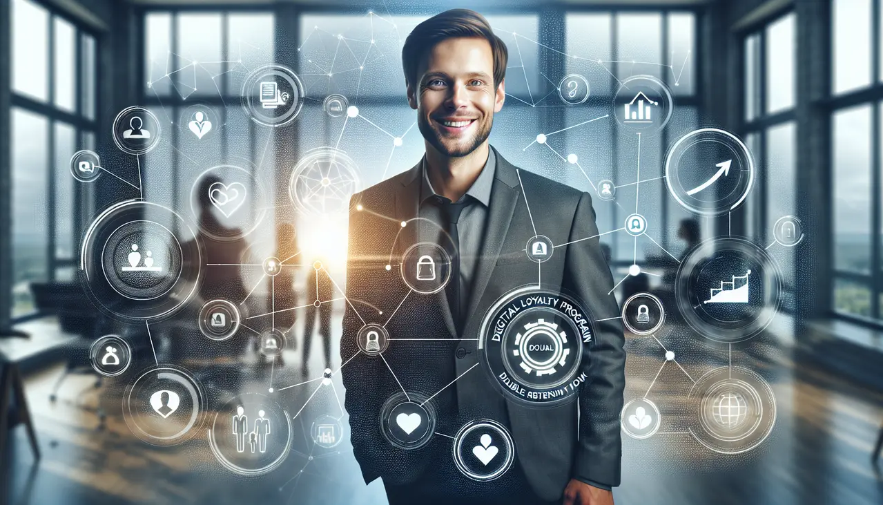 Uma imagem conceitual que ilustra a eficácia de um programa de fidelidade digital automatizado para o crescimento e a retenção de clientes em pequenas empresas.