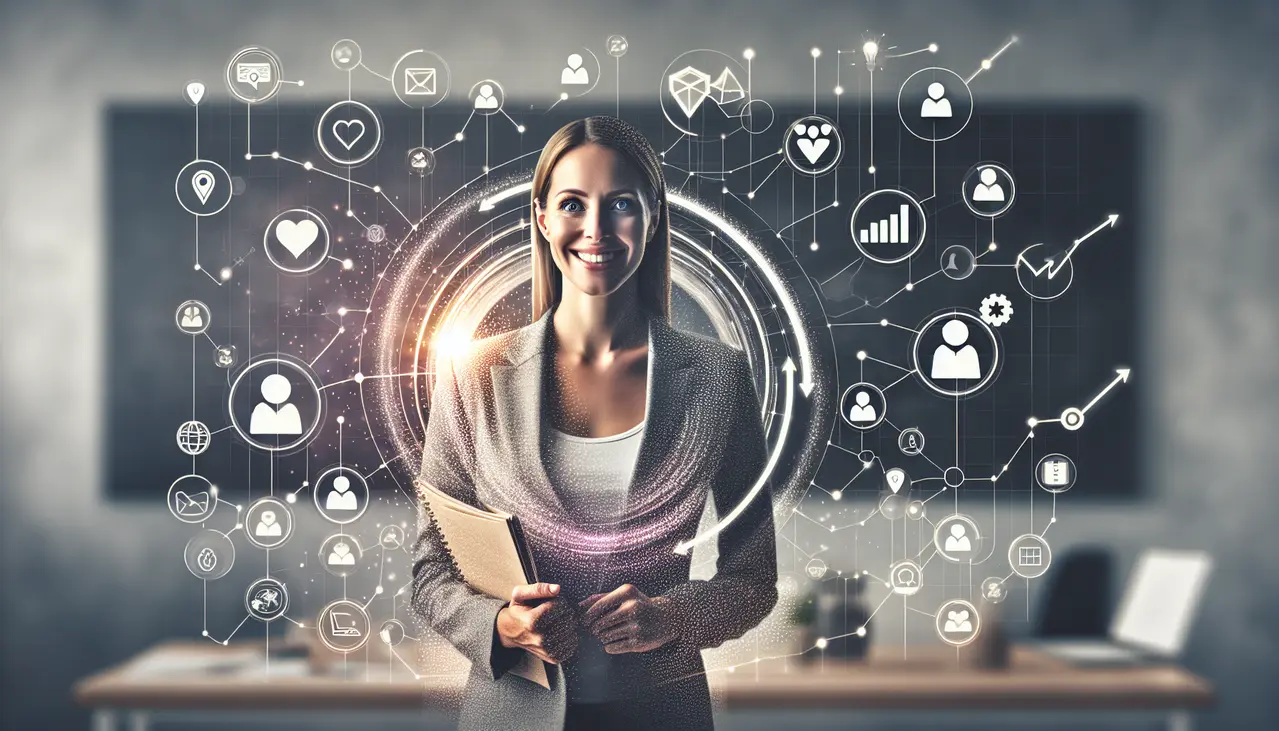 Uma imagem conceitual que ilustra a eficácia de um programa de fidelidade digital automatizado para o crescimento e a retenção de clientes em pequenas empresas.