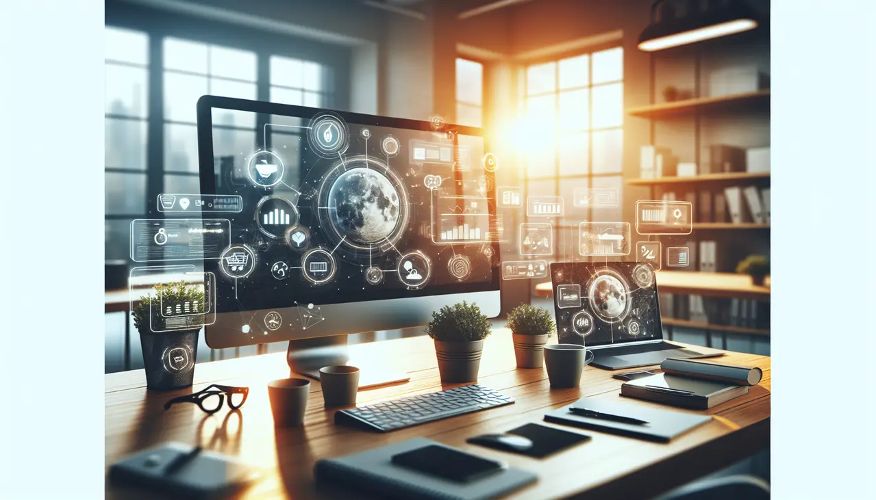 Pequena empresa implementando estratégia omnichannel marketing com equipe colaborando em ambiente moderno