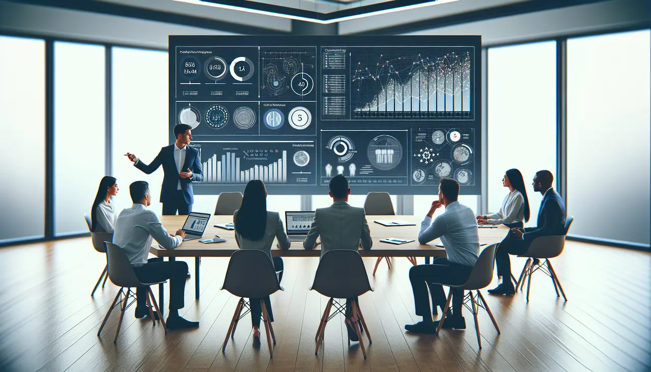 Equipe de pequenas empresas colaborando em escritório moderno para otimizar lead scoring e aumentar vendas